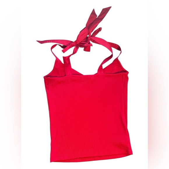 LOFT Red Ribbed Ribbon Strap Tank – Size Small - Picture 2 of 5